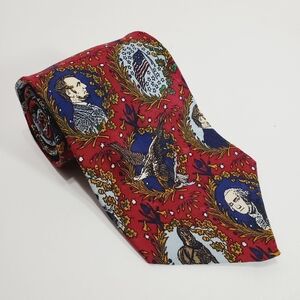 George Washington & Abe Lincoln Multicolor Men's Silk Neck Tie 56x3.75"